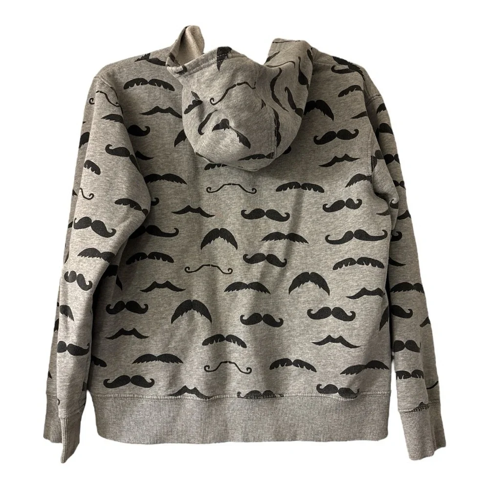 Gymboree Gray and Black Mustaches Hoodie Size Large